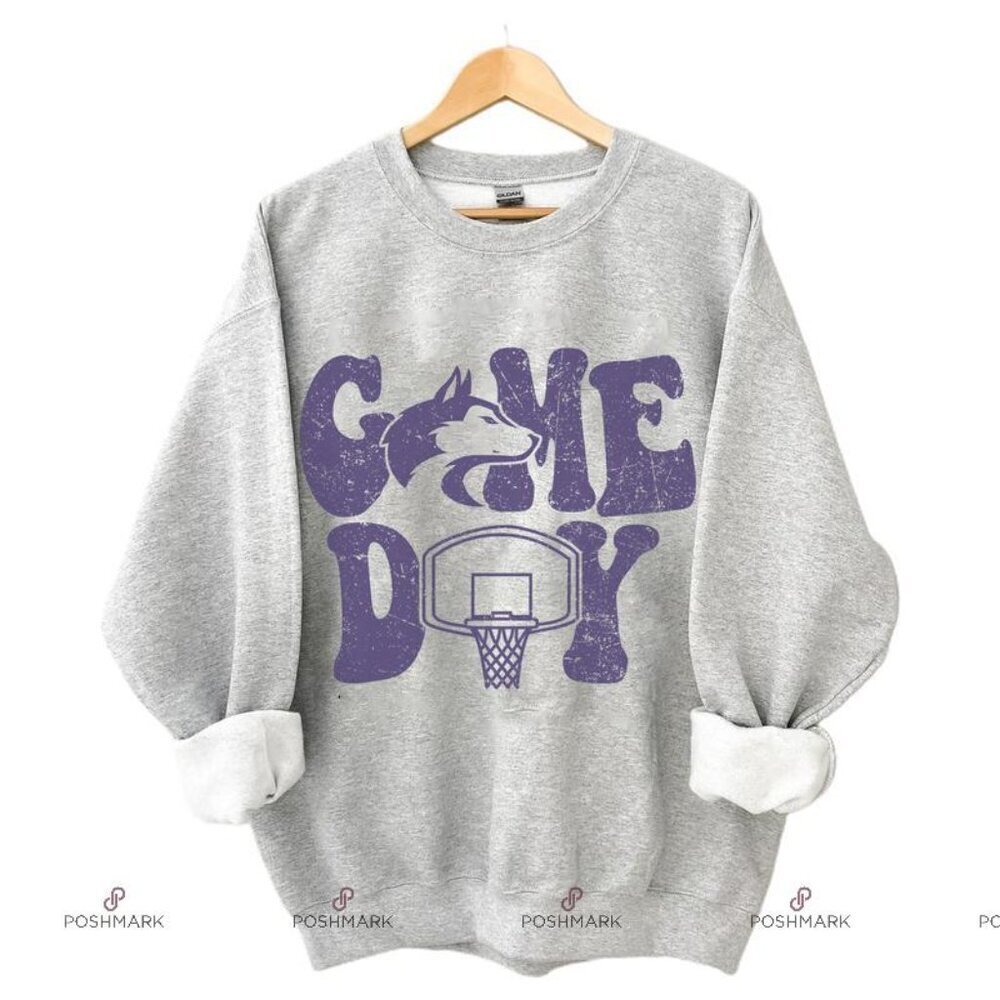 Game Day Crewneck Sweatshirt - Gray & Purple
